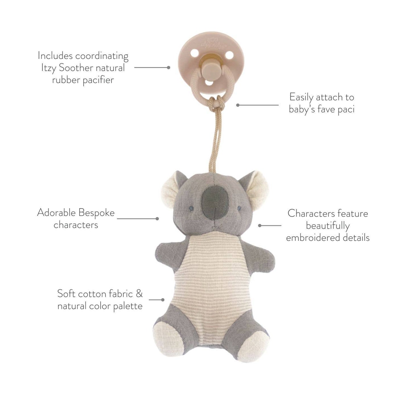 Itzy Ritzy - *NEW* Bitzy Pal Natural Rubber Pacifier & Stuffed Animal