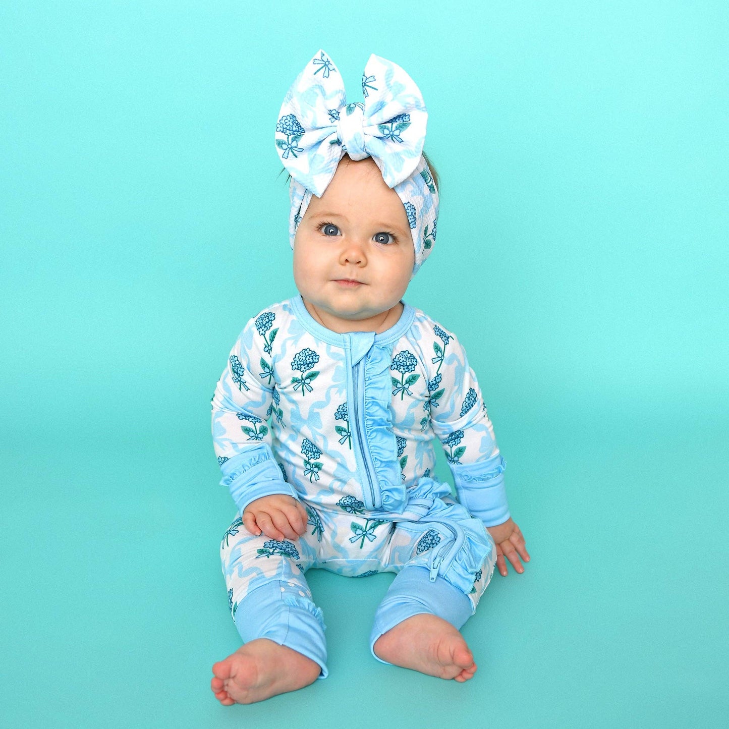 Savannah RUFFLE ZIP Bamboo One Piece Floral Baby Outf