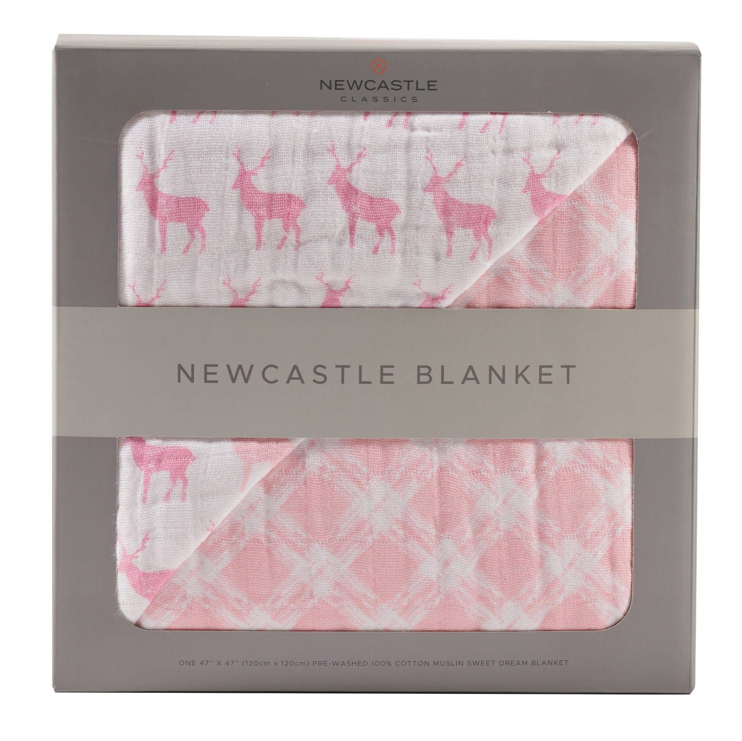 Newcastle Classics - Pink Deer & Primrose Pink Plaid Newcastle Blanket