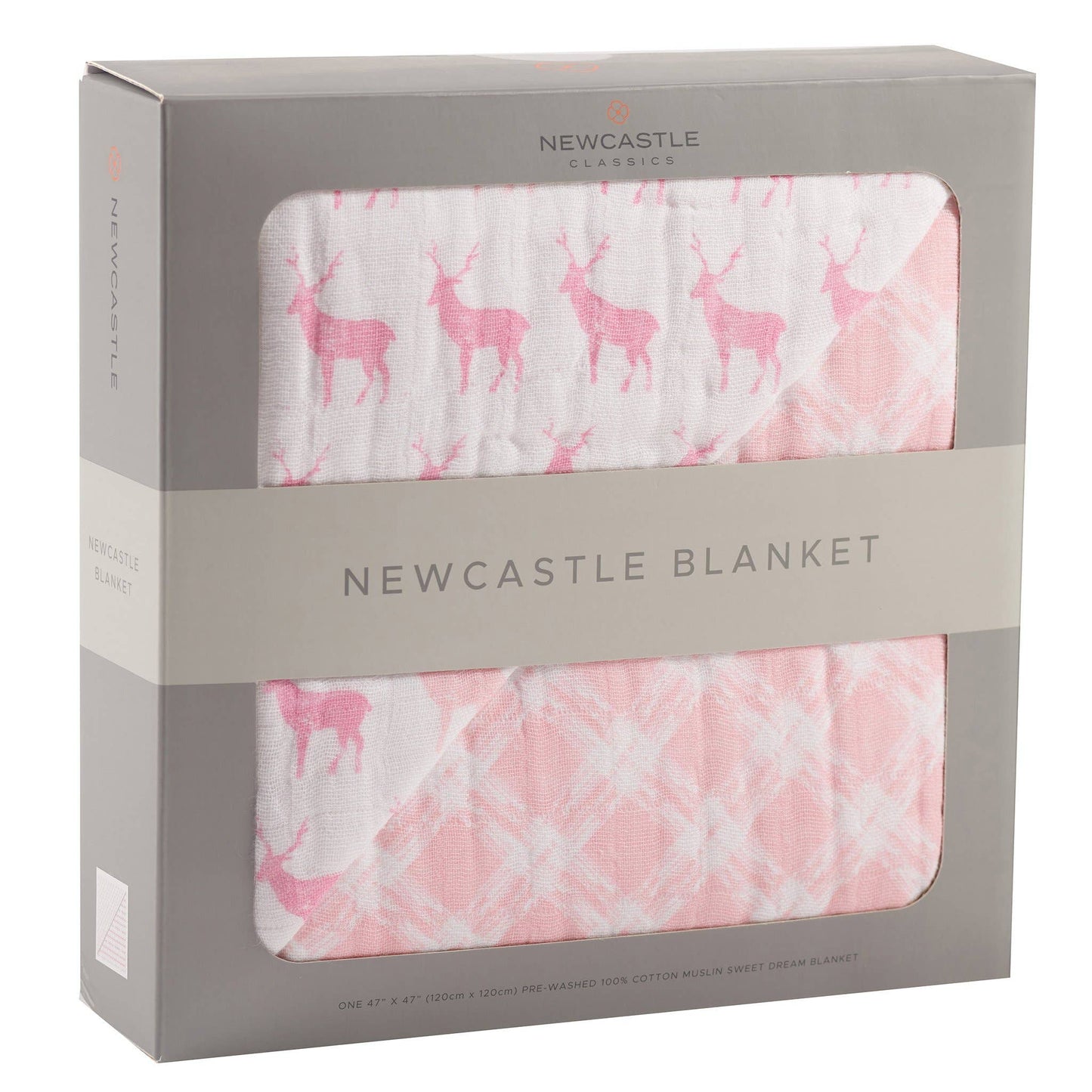 Newcastle Classics - Pink Deer & Primrose Pink Plaid Newcastle Blanket