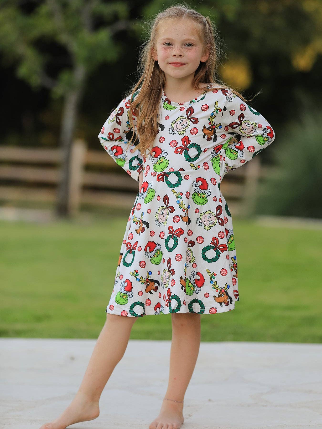 Rylee Faith Designs - Winter Christmas Character Colorful Print  Girls Dress