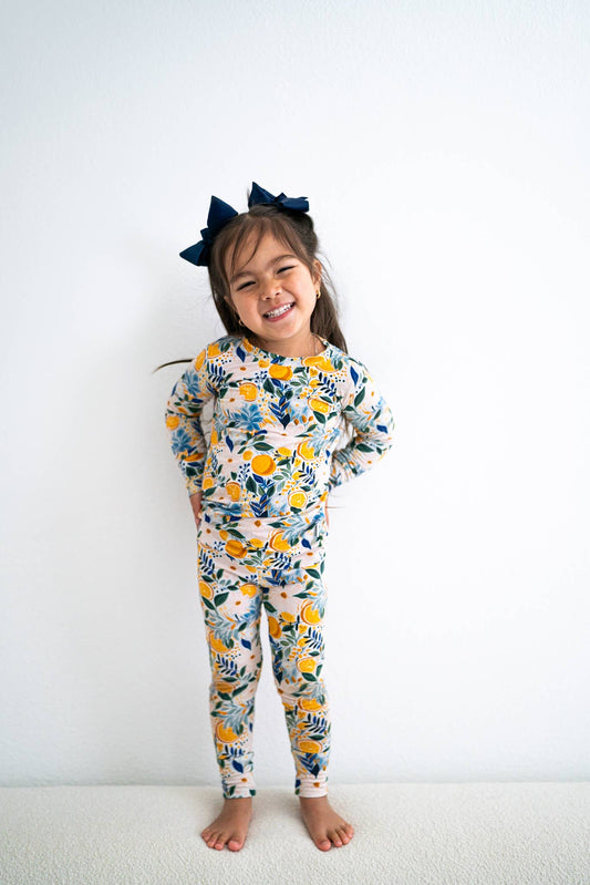 Kids Bamboo Pajamas Long Sleeves - Clementine