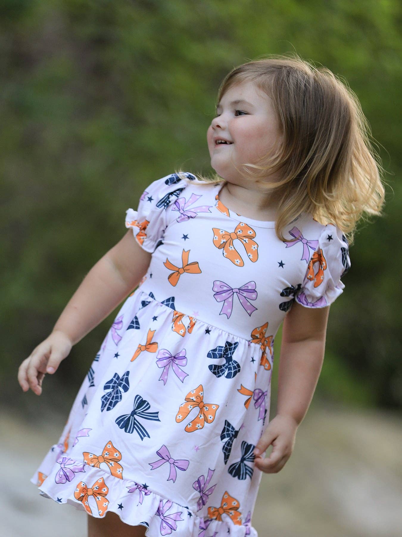 Rylee Faith Designs - Halloween Bow Print Cute Girls Dress