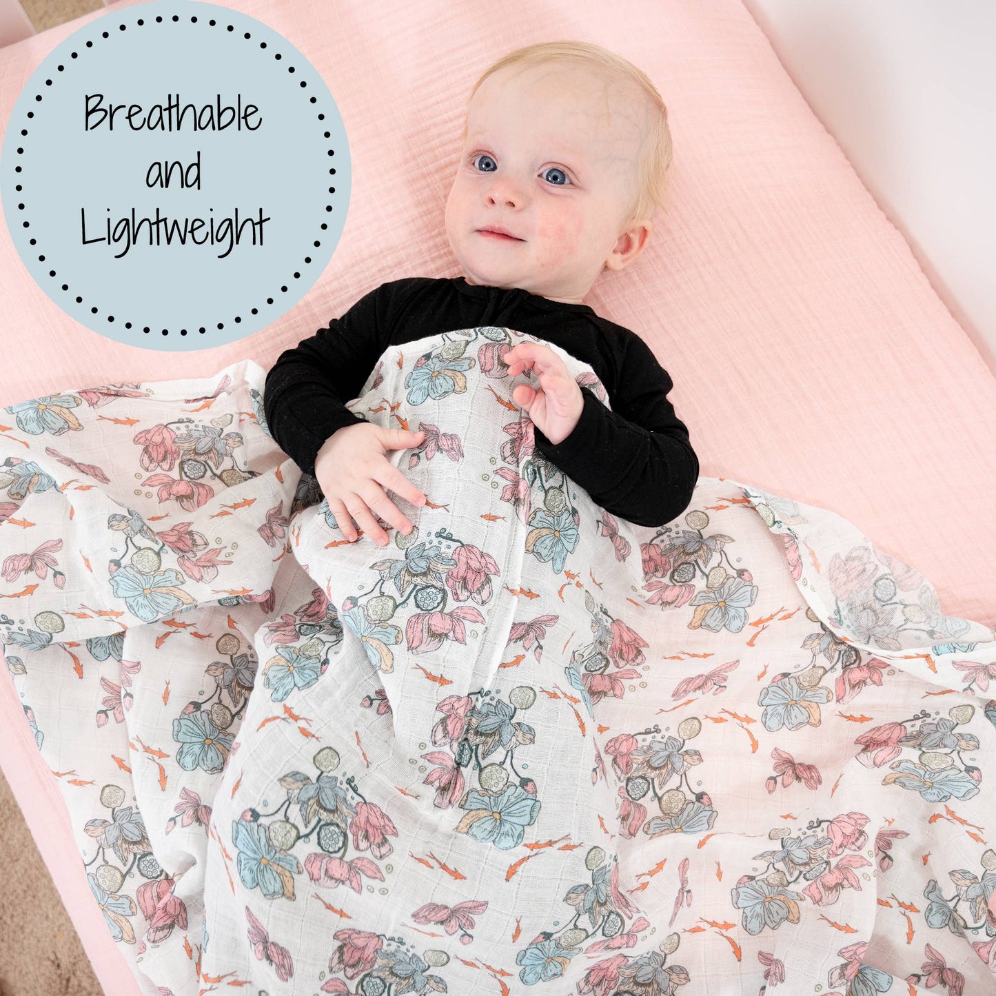 LollyBanks - Little Lotus Bloom Baby Muslin Swaddle Blanket