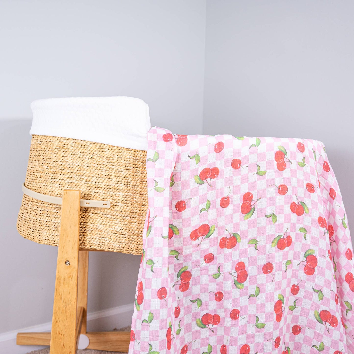 Baby Muslin Swaddle Blanket 47x47 Cherry on Top
