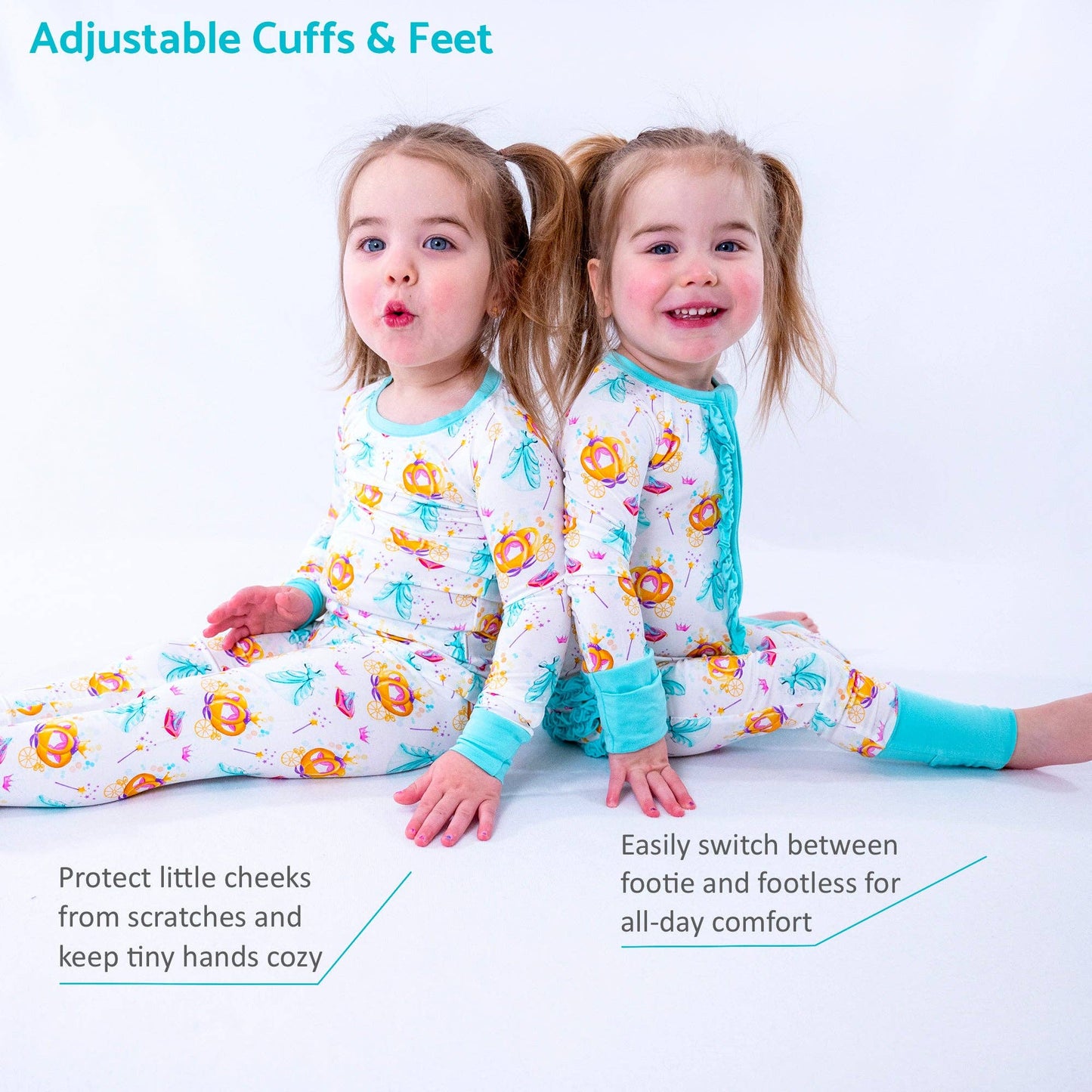 LollyBanks - Bamboo Baby Convertible Ruffle Zipper Pajama Glass Slipper