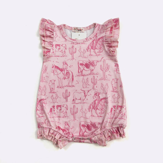 Pink Western Baby Romper