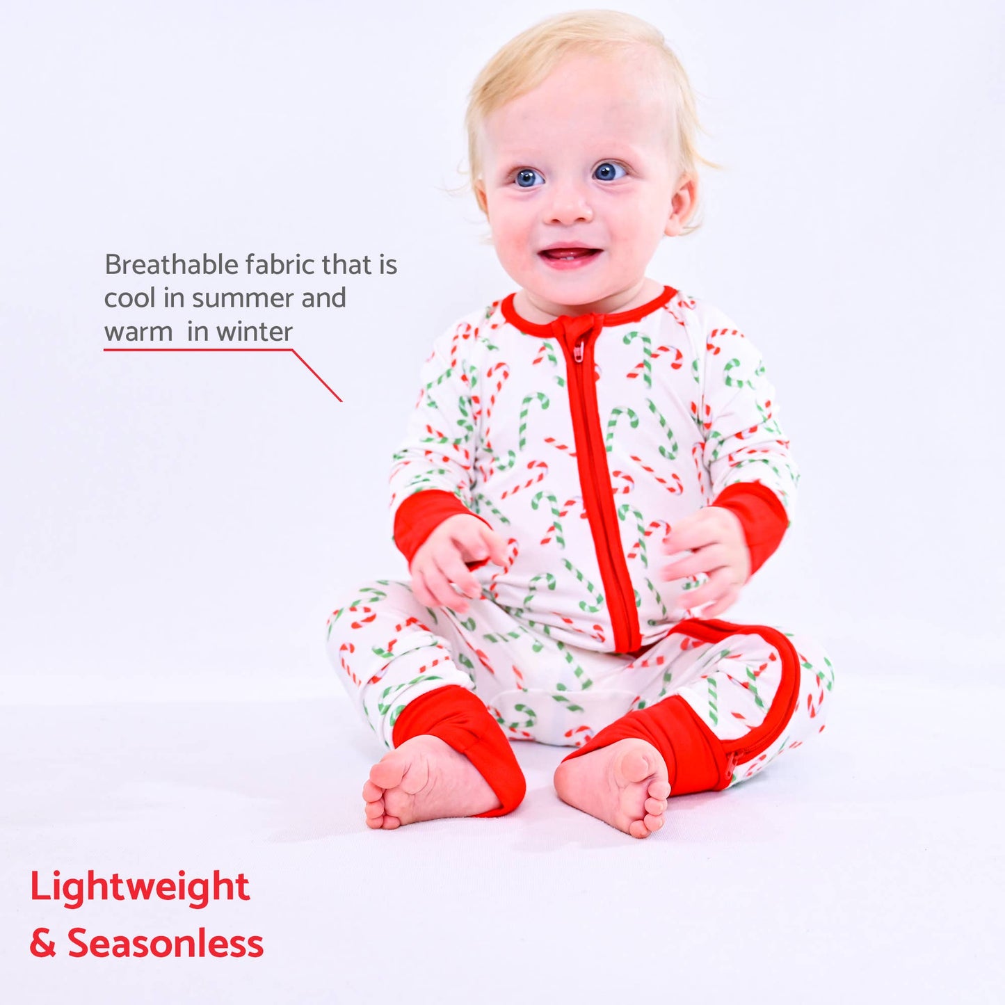 LollyBanks - Candy Cane Christmas Holiday Baby Bamboo Pajamas