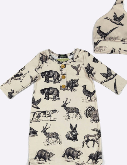 Hunting Dog Baby Knotted Gown