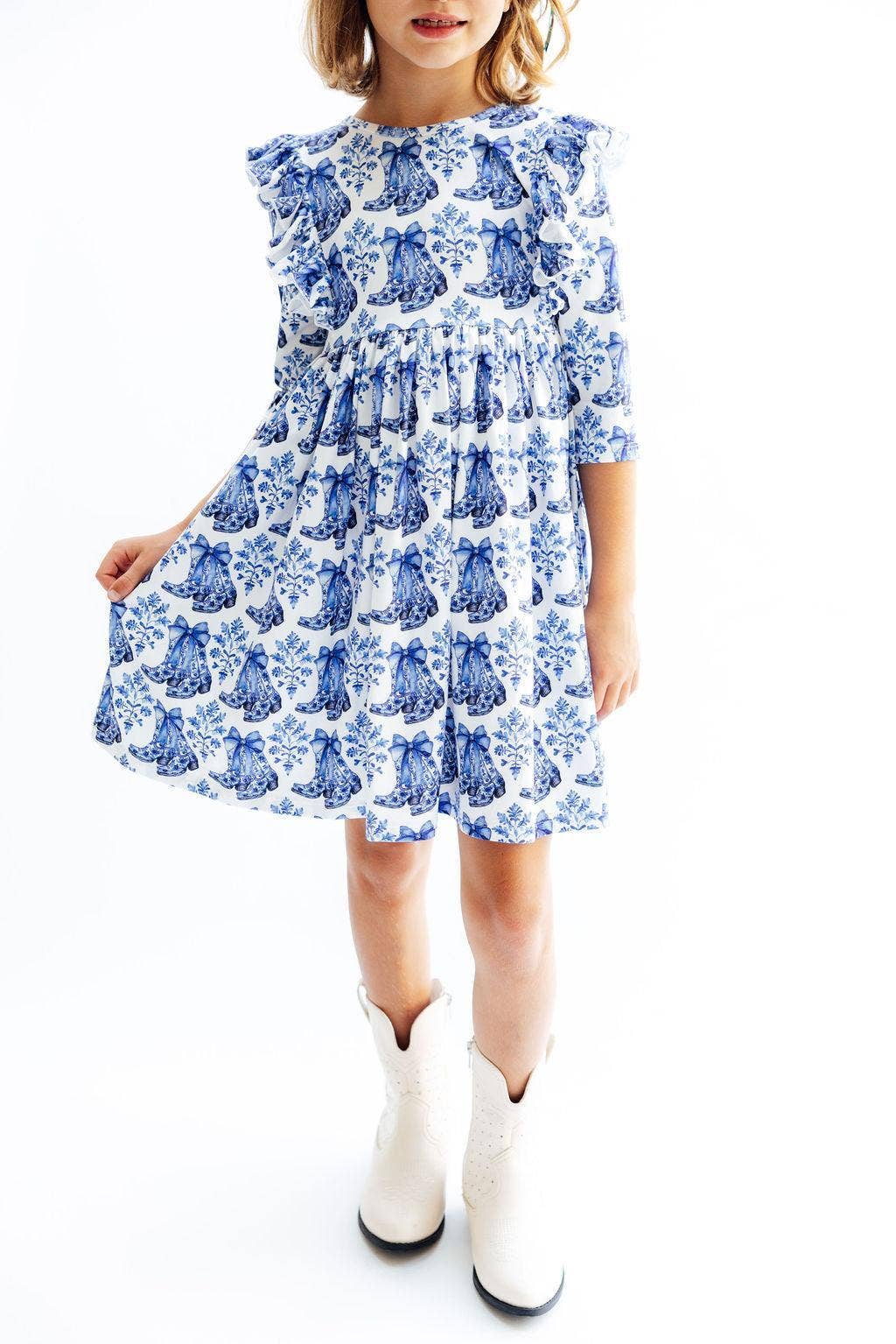 Mila & Rose - Southern Belle 3/4 Sleeve Ruffle Twirl Dress