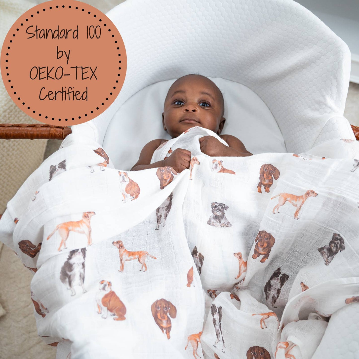 LollyBanks - Dog Print Baby Swaddle Blanket