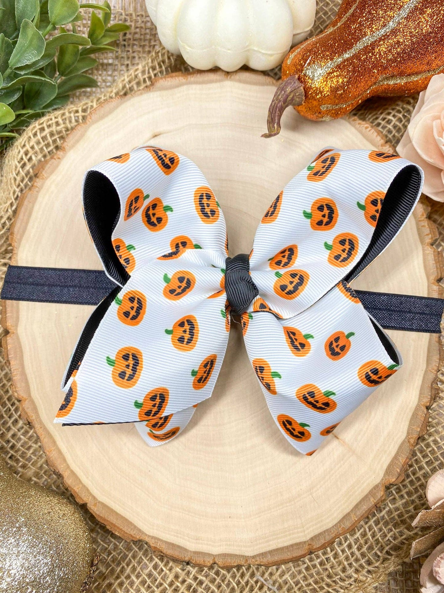 The Hair Bow Company - Jack-O-Lantern Hair Bow | Halloween Hair Bow | Clip or Headband