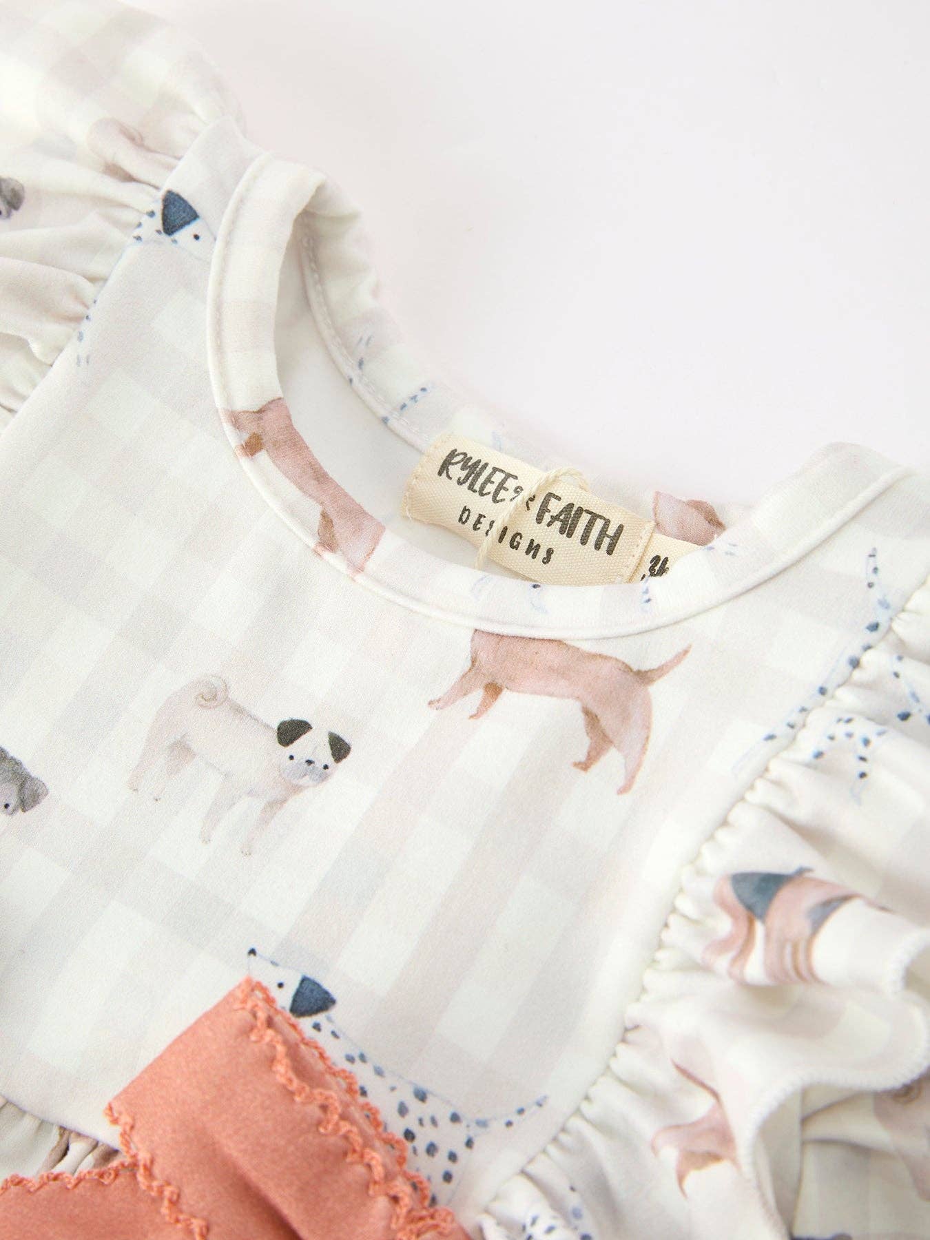 Rylee Faith Designs - Fall Plaid Dog Print Girls Long Sleeve Romper