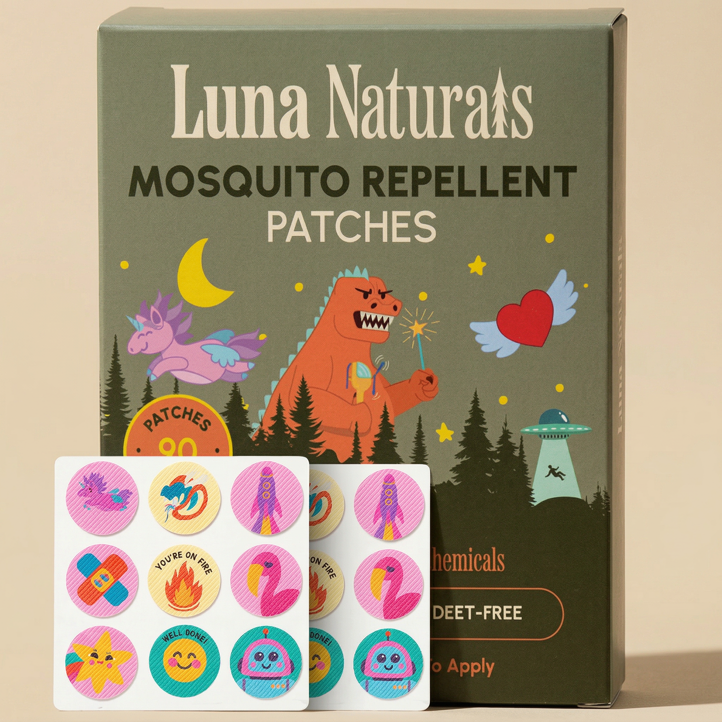 Luna Naturals - Kids Mosquito Repellent Patches | 12 PK | Fresh & Herbal