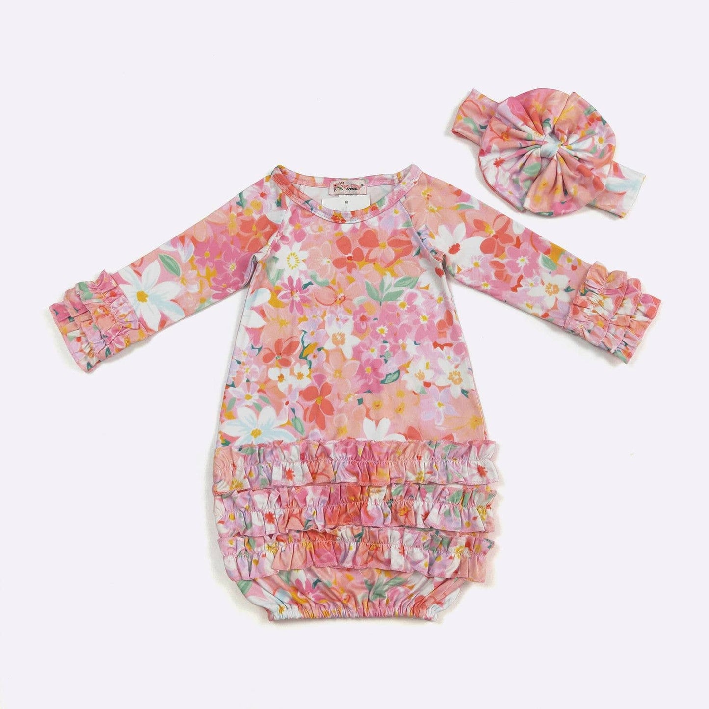 Peach Posy Baby Gown