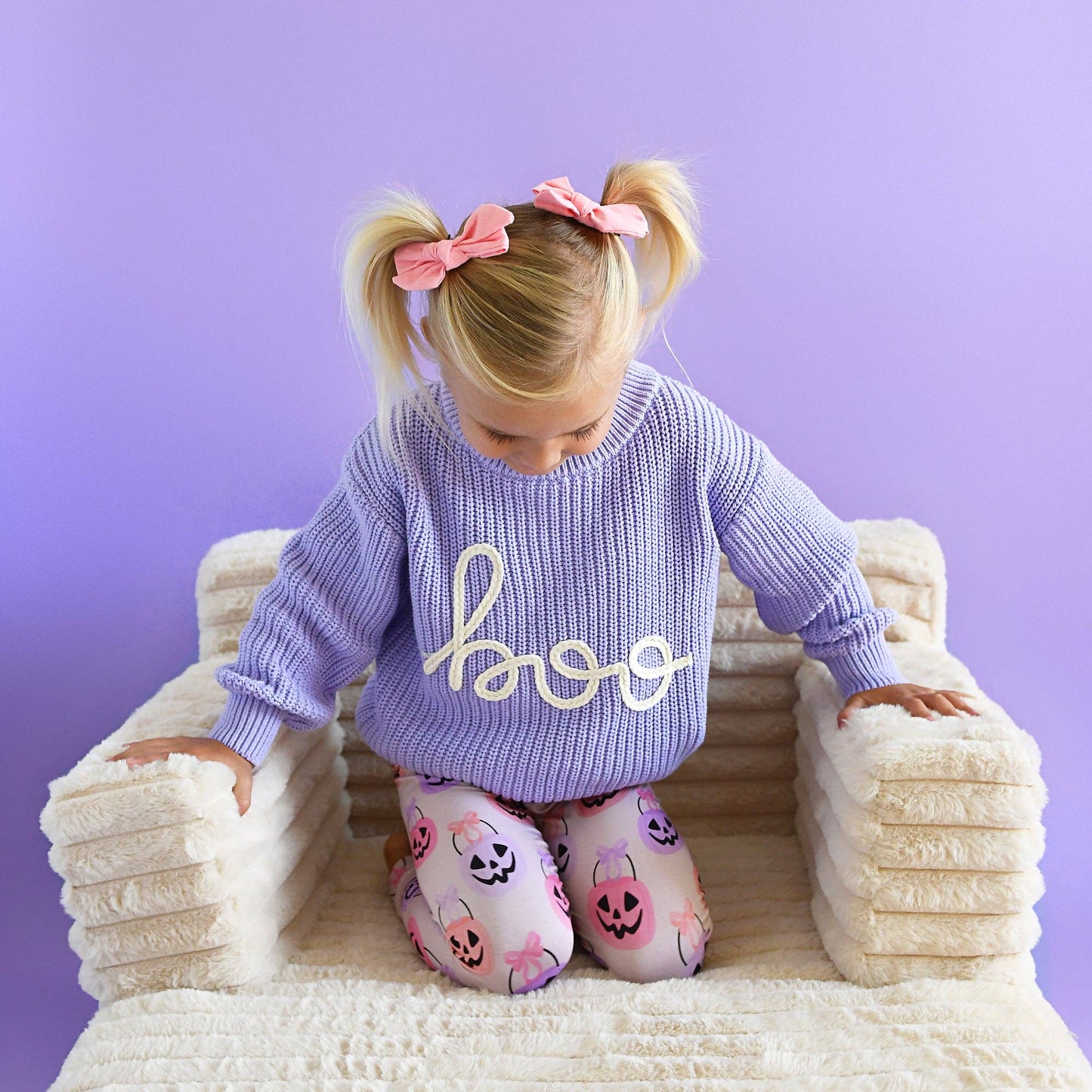 Boo Purple SWEATER Solid Knit Halloween