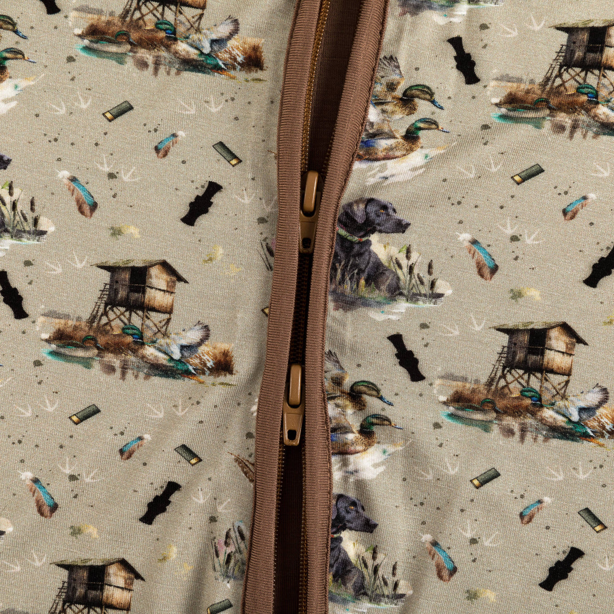 FancyPrince - Thatched cottage and rural dog Bamboo Zipper Romper Pajamas