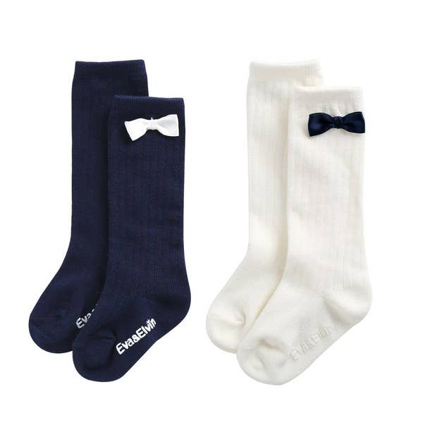 Nana Ribbon Knee Socks - Navy