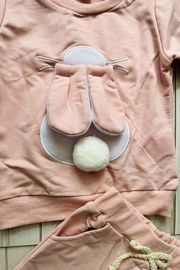 luluclothes - Pink easter bunny long sleeve top & pant girls set 25126M