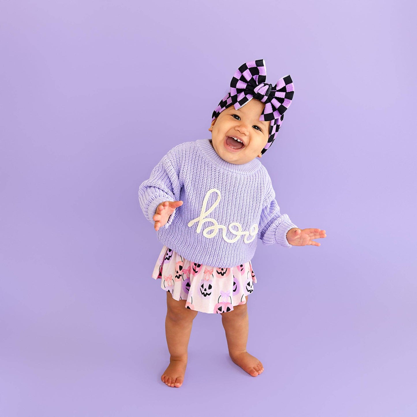 Boo Purple SWEATER Solid Knit Halloween