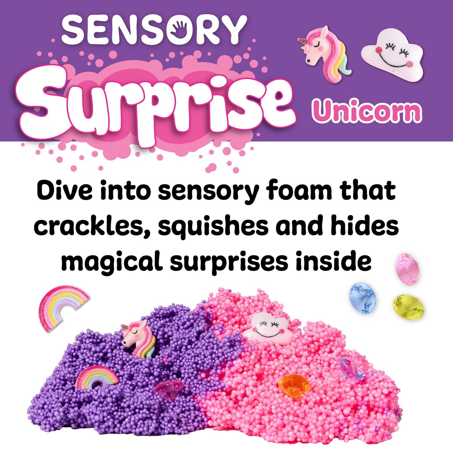 Sensory Surprise Squishy Foam Bucket - Unicorn Charms