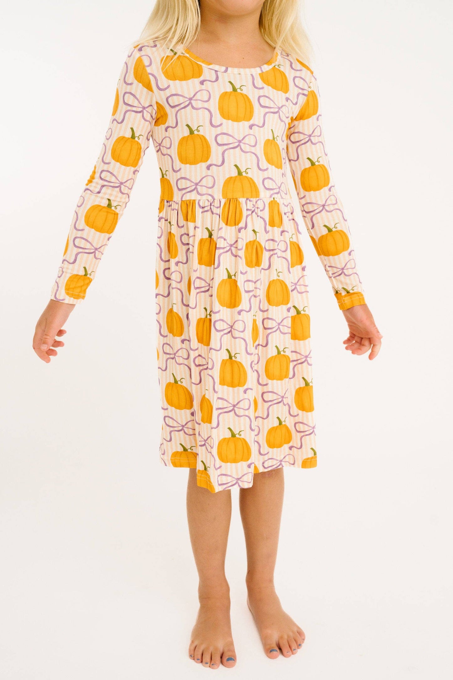 Little One Shop - Pumpkin & Bows Bamboo Dress