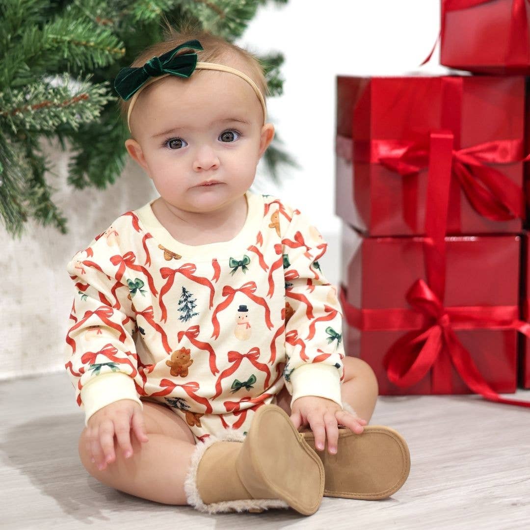 Sweet Wink - Christmas Cutie Long Sleeve Romper - Natural - Baby Clothing