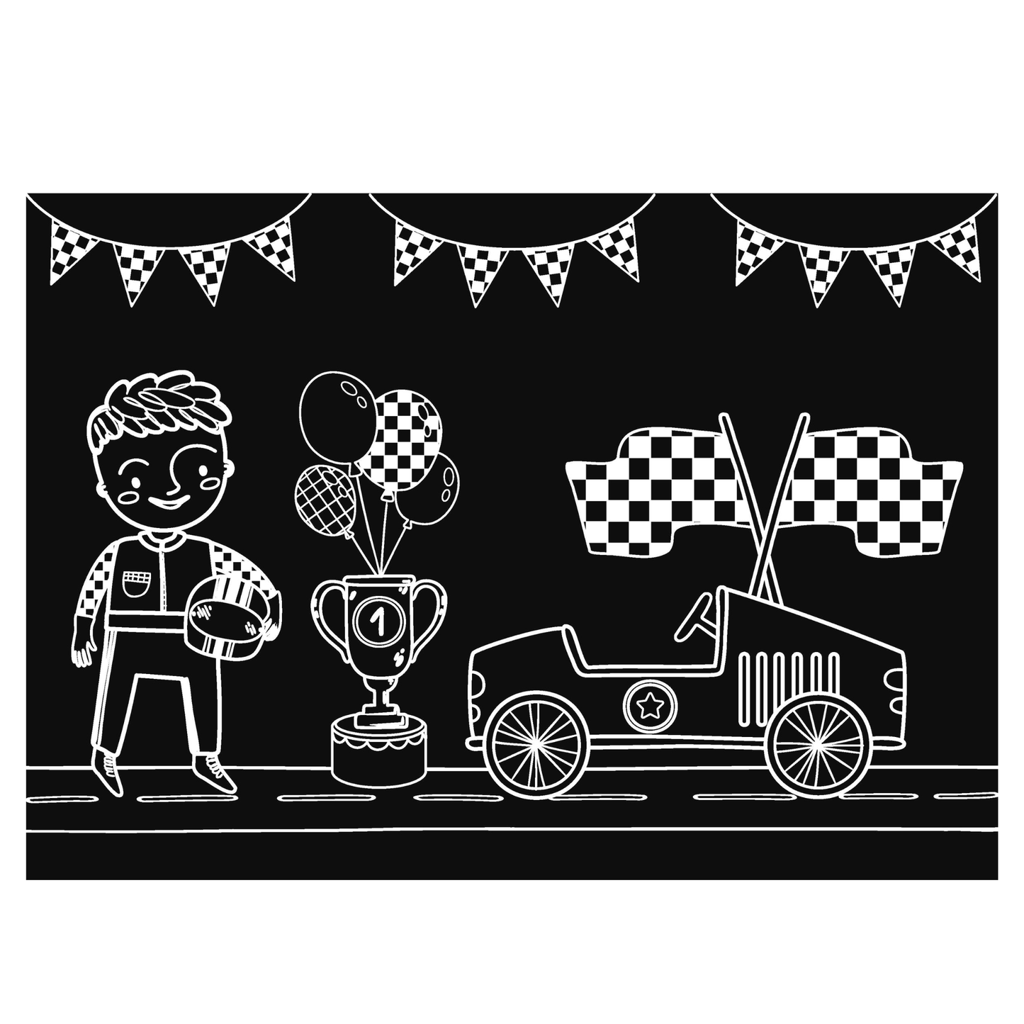 Imagination Starters - Reusable Coloring Placemat Set- Race Day