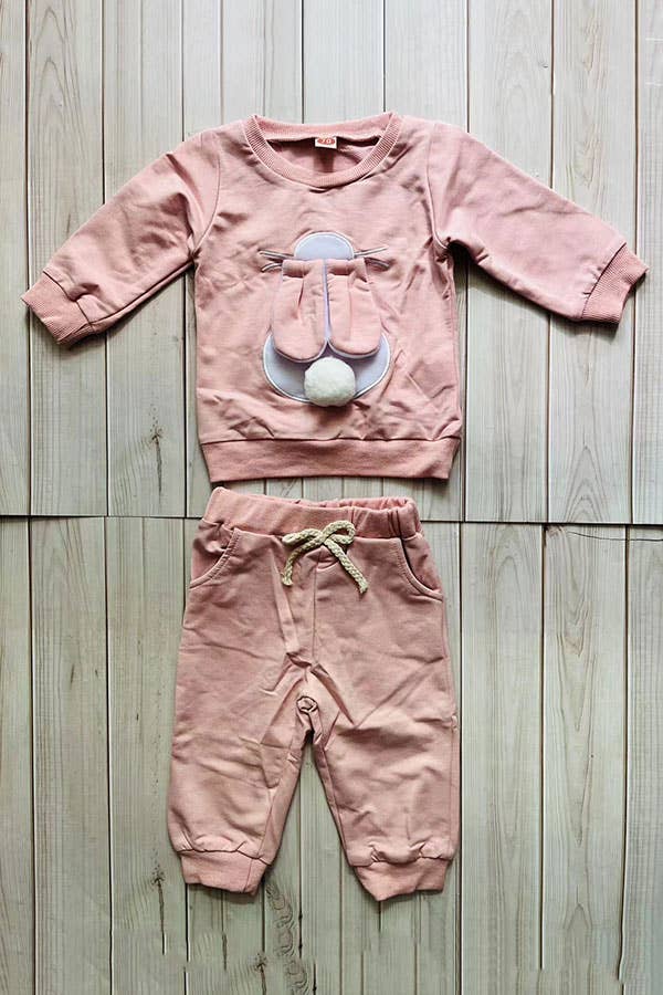 luluclothes - Pink easter bunny long sleeve top & pant girls set 25126M
