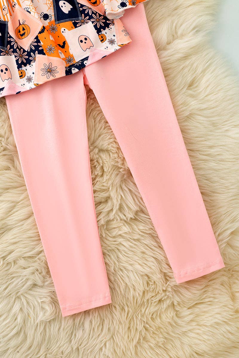 Kids Charm Online - Halloween multi-printed girls tunic & pink leggings. OFG61528 SOL