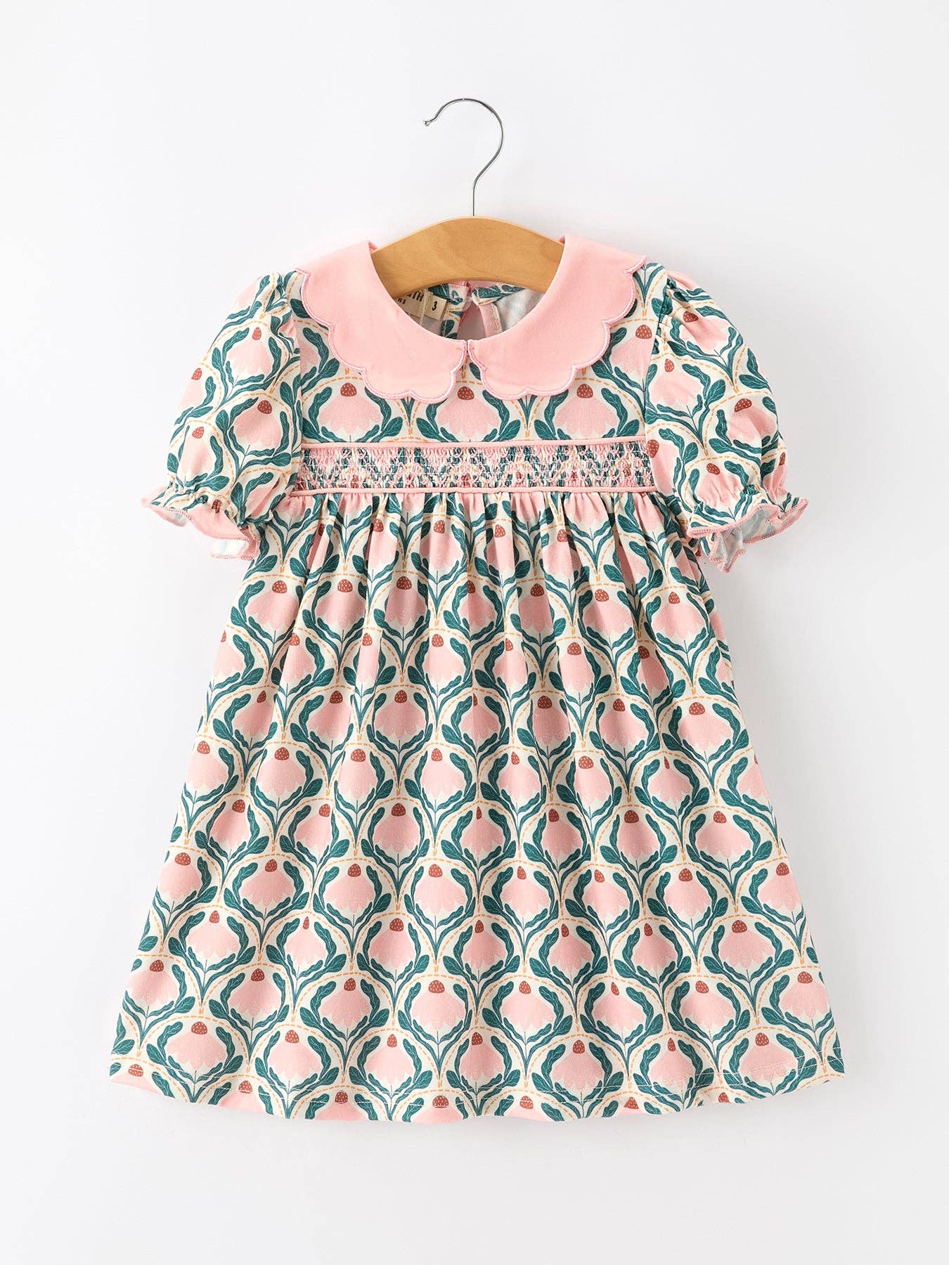 Fall Geometric Floral Girls Dress