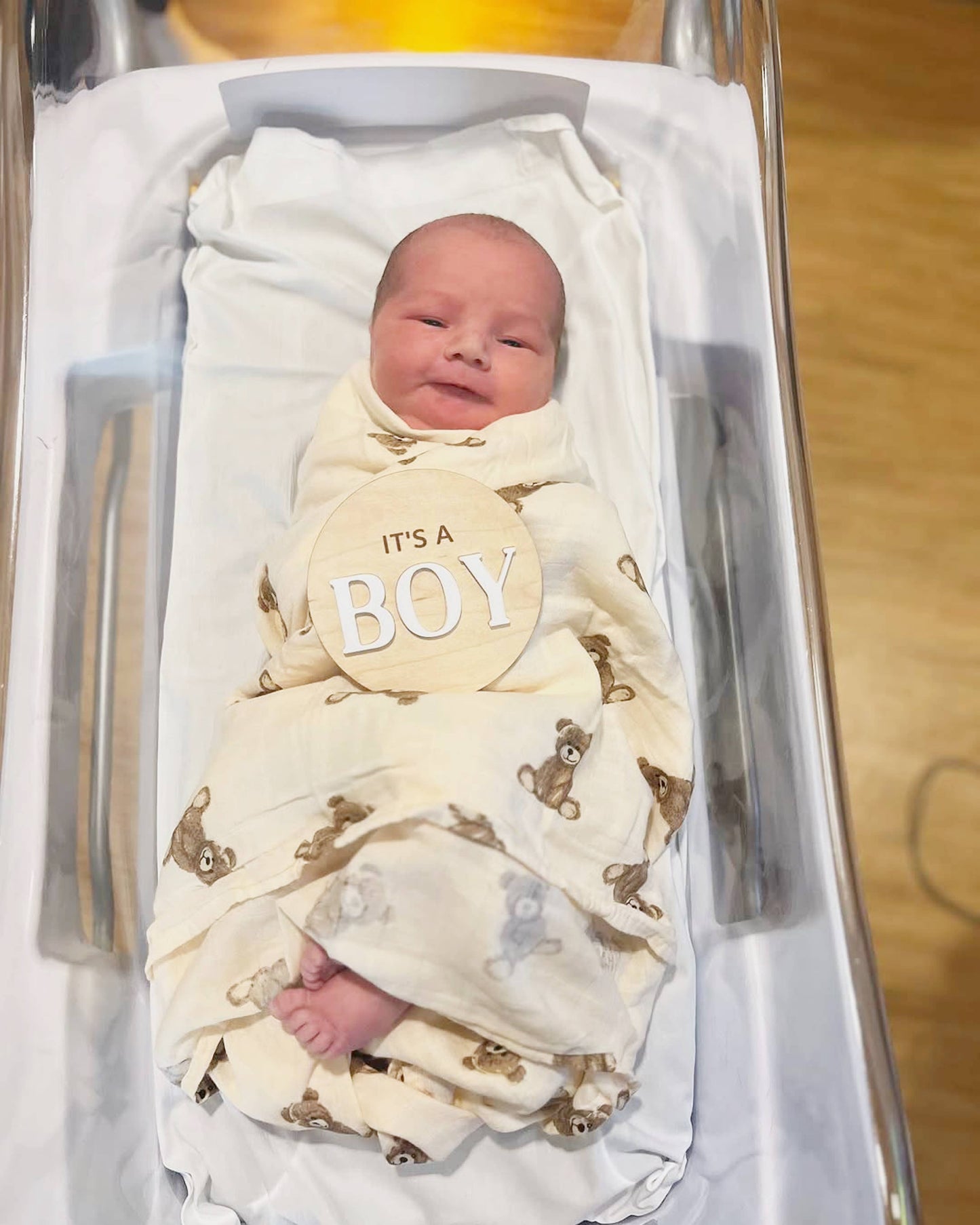 Ali+Oli - Bamboo Muslin Swaddle Baby Blanket (Teddy Bear)