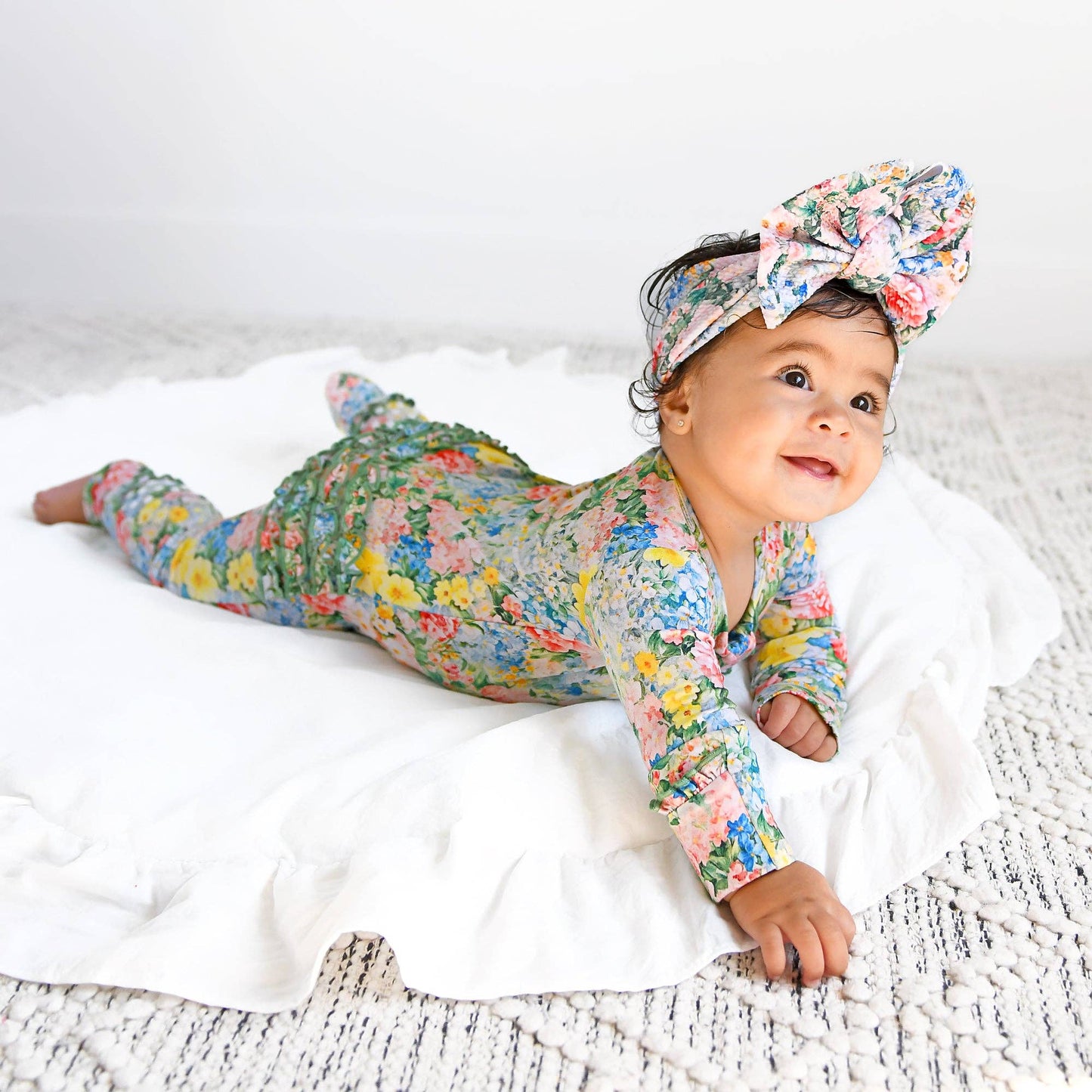 Joanna RUFFLE ZIP Bamboo One Piece Floral Baby Clothing