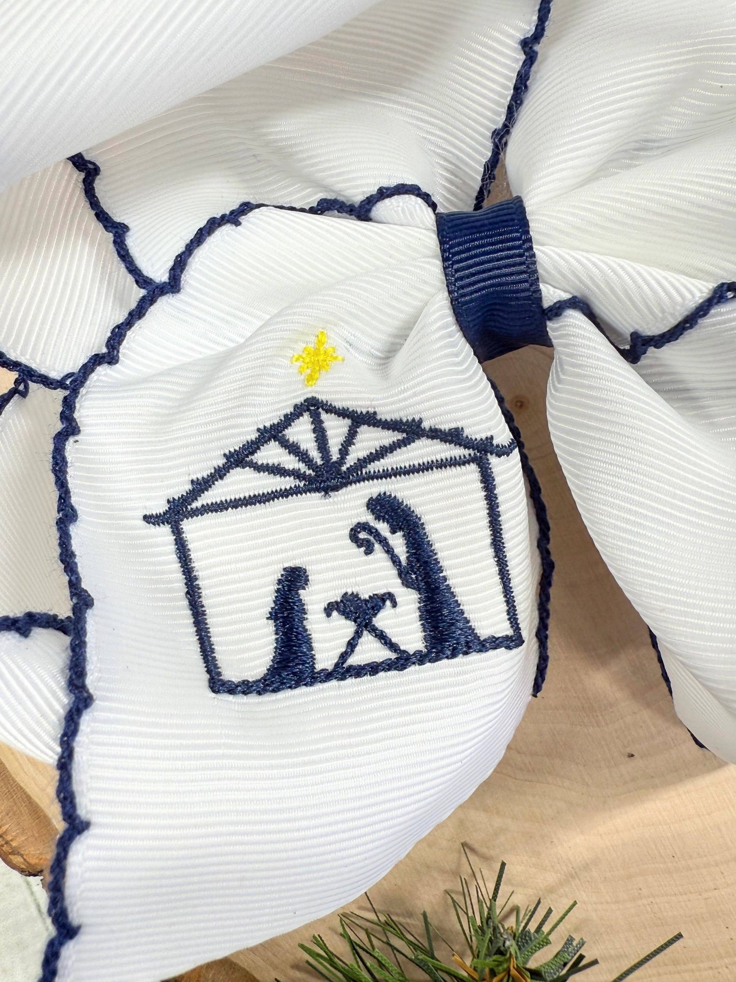 The Hair Bow Company - Nativity Scene Embroidered Hair Bow Headband: Christmas 2025