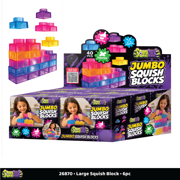 Novelty Brands - Fun Doh JUMBO Squish Blocks Building Sensory Toy - 6/Display