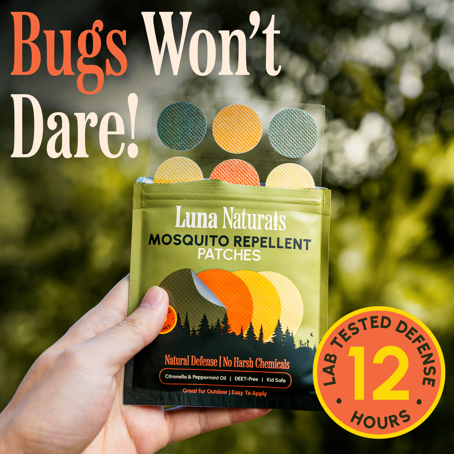 Luna Naturals - Mosquito Repellent Patches | Fresh & Herbal | 90 ct