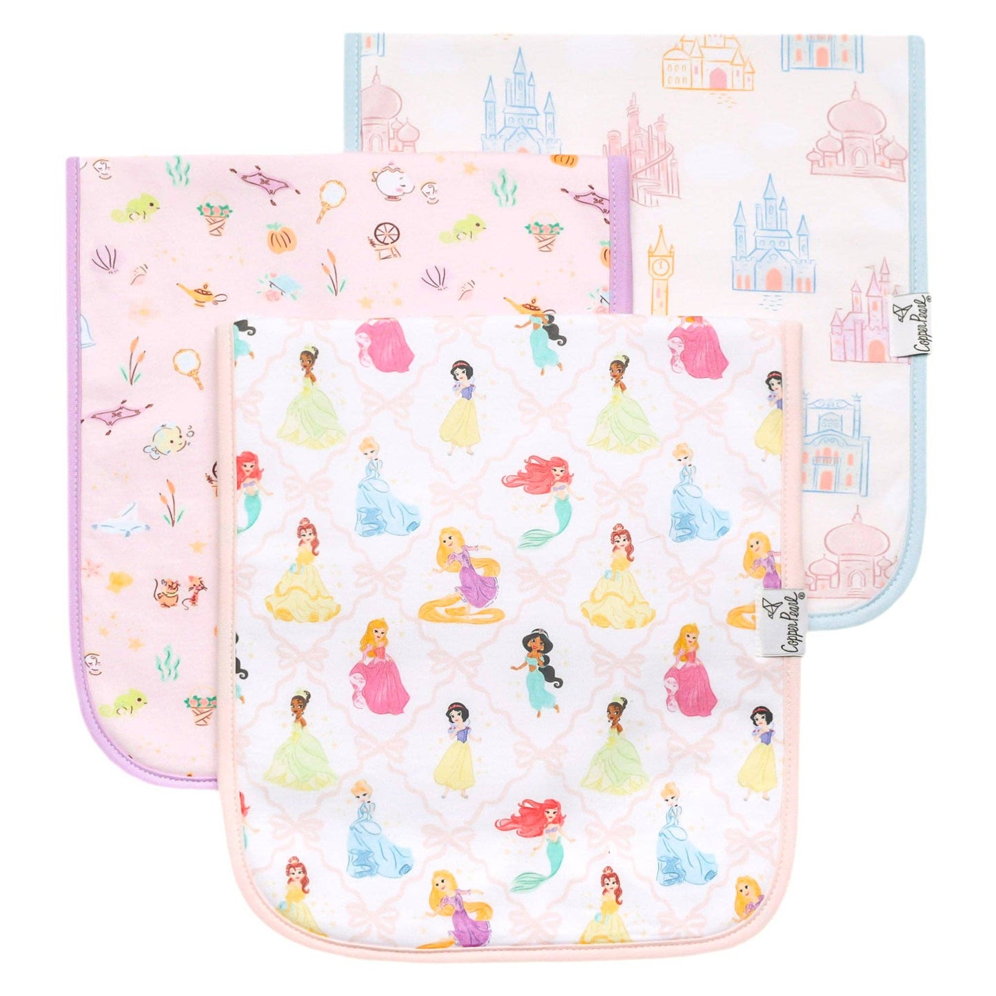 Copper Pearl - 3 Pack Premium Burp Cloths - Disney Princess