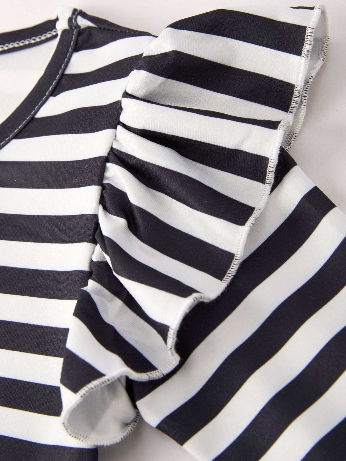 Rylee Faith Designs - Halloween Black and White Striped Print Girls Dress