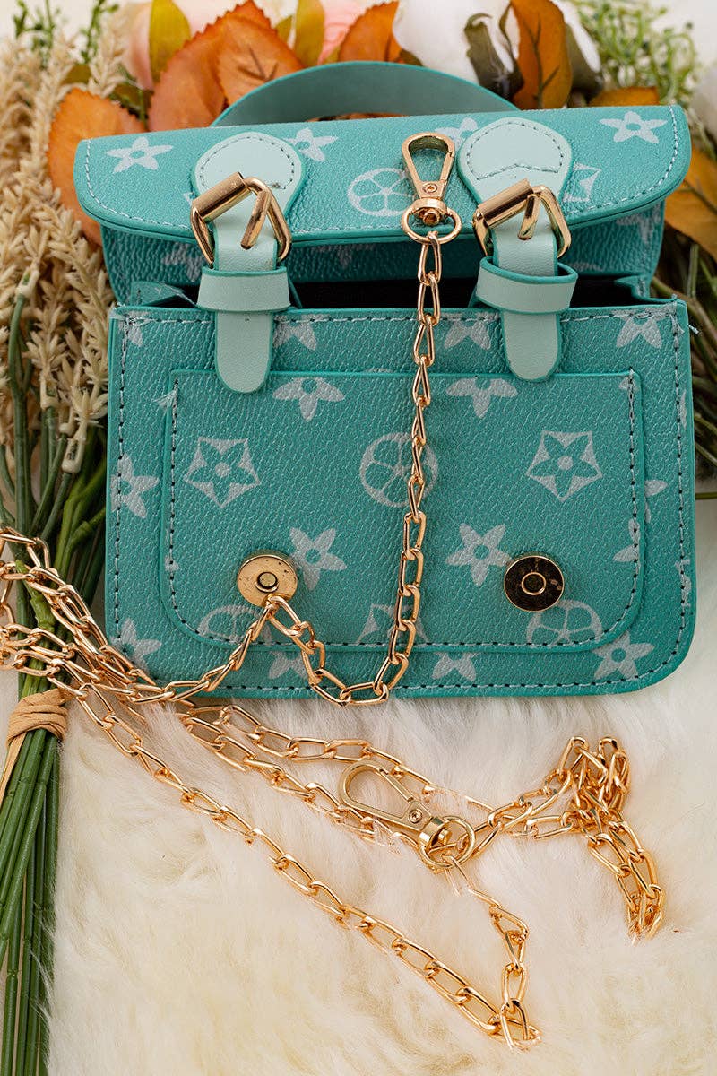 Mint star printed mini crossbody purse