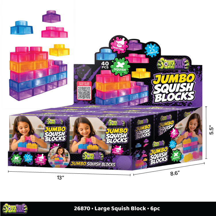 Novelty Brands - Fun Doh JUMBO Squish Blocks Building Sensory Toy - 6/Display