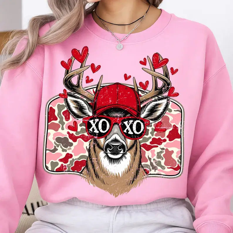 Front Porch Boutique - Valentines Day Deer Sweatshirt 