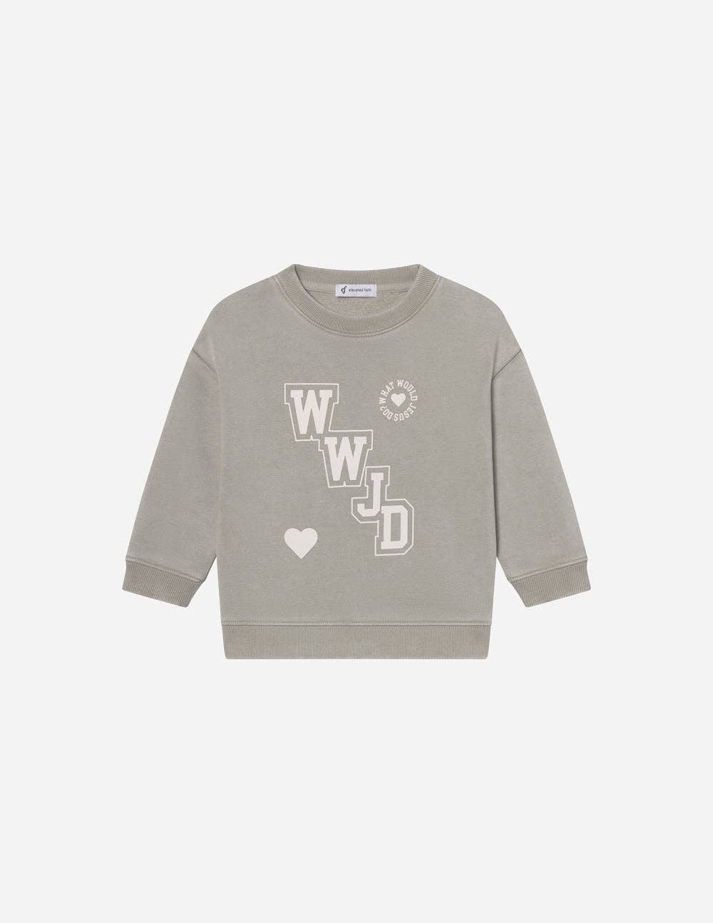 Elevated Faith - WWJD Varsity Kids Crewneck