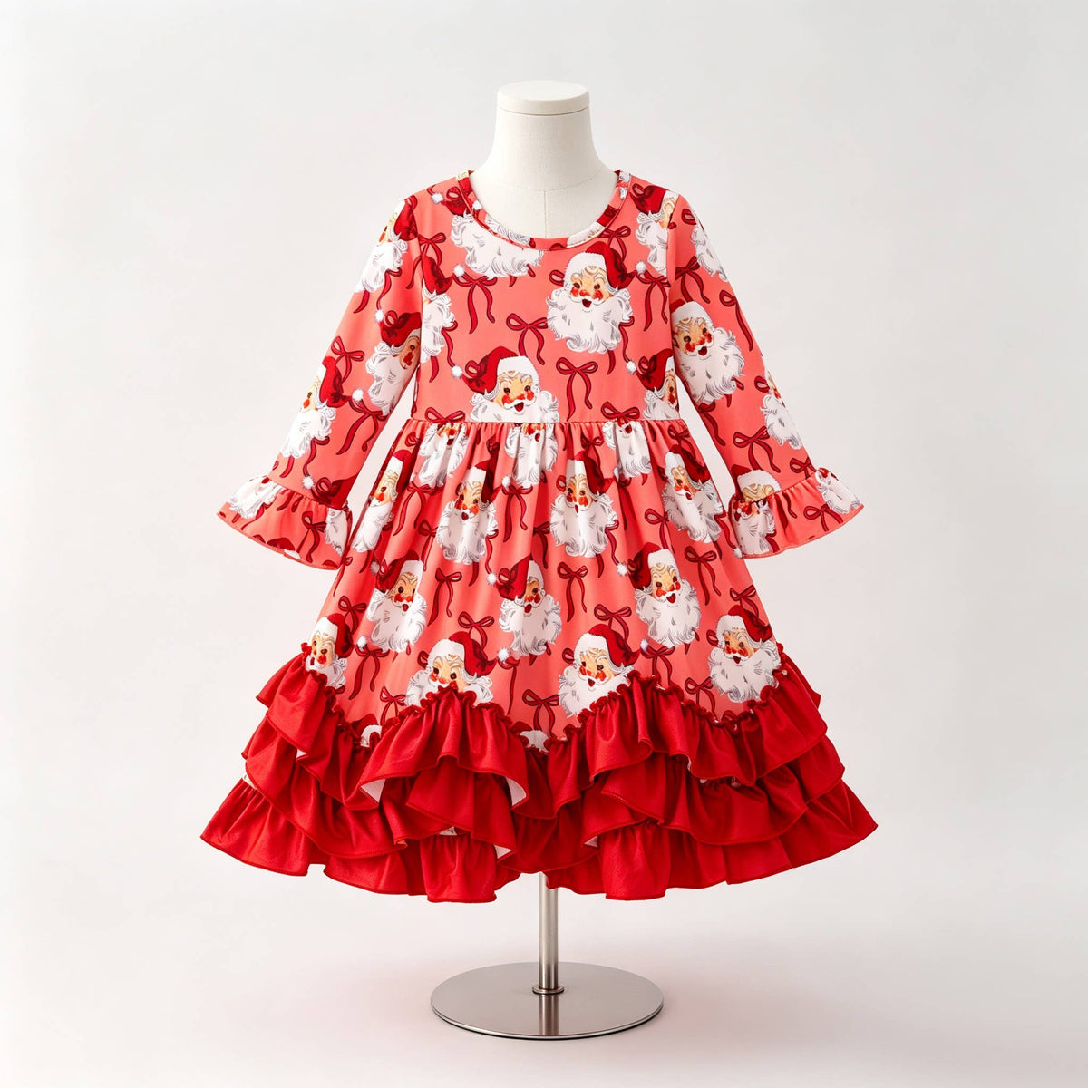 Red Ruffle Santa Maxi Girls Dress