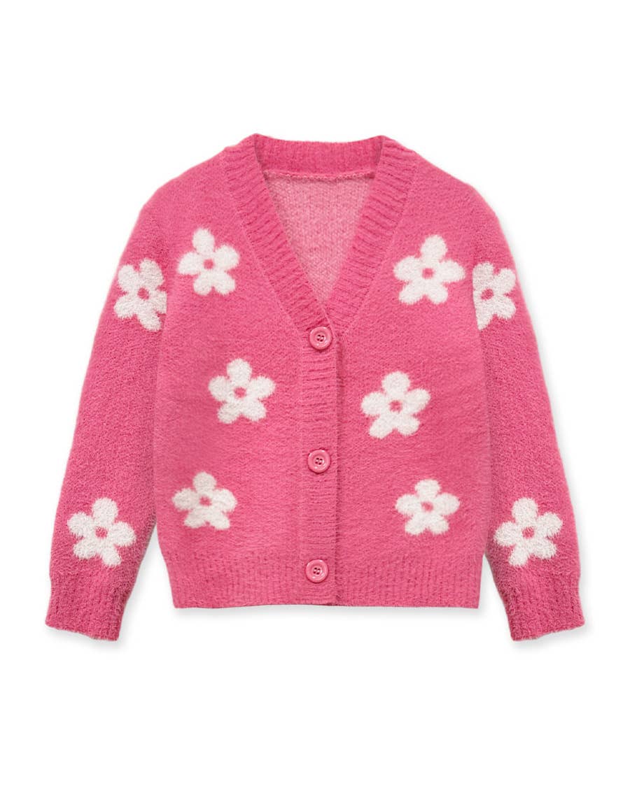 Cardigan Sweater w/ Flower