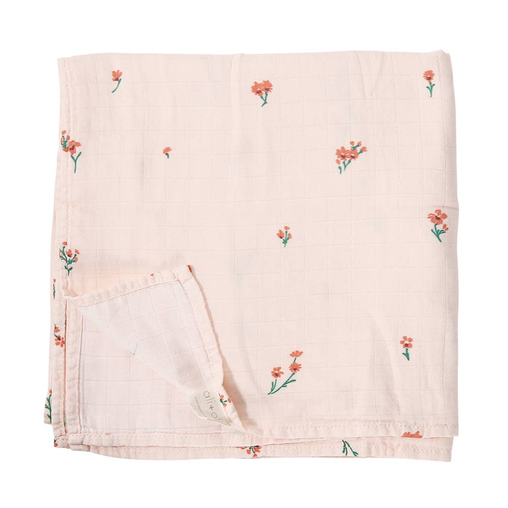 Ali+Oli - Bamboo Muslin Swaddle Blanket (Petite Posies)