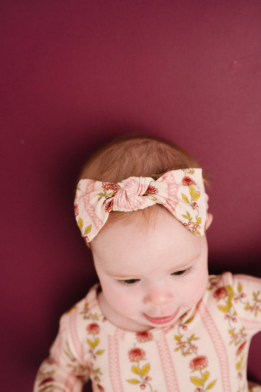 Little One Shop - Vintage Floral Stripe Bamboo Headband