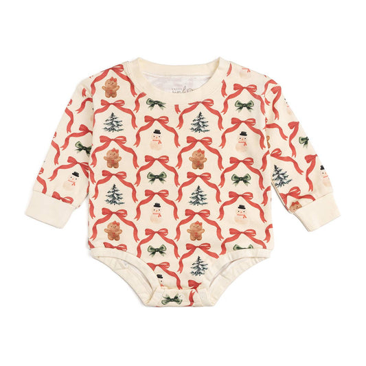 Sweet Wink - Christmas Cutie Long Sleeve Romper - Natural - Baby Clothing