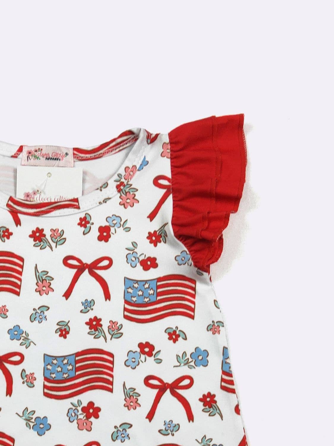 Clover Cottage - Red White & Blue Ruffles Baby Romper