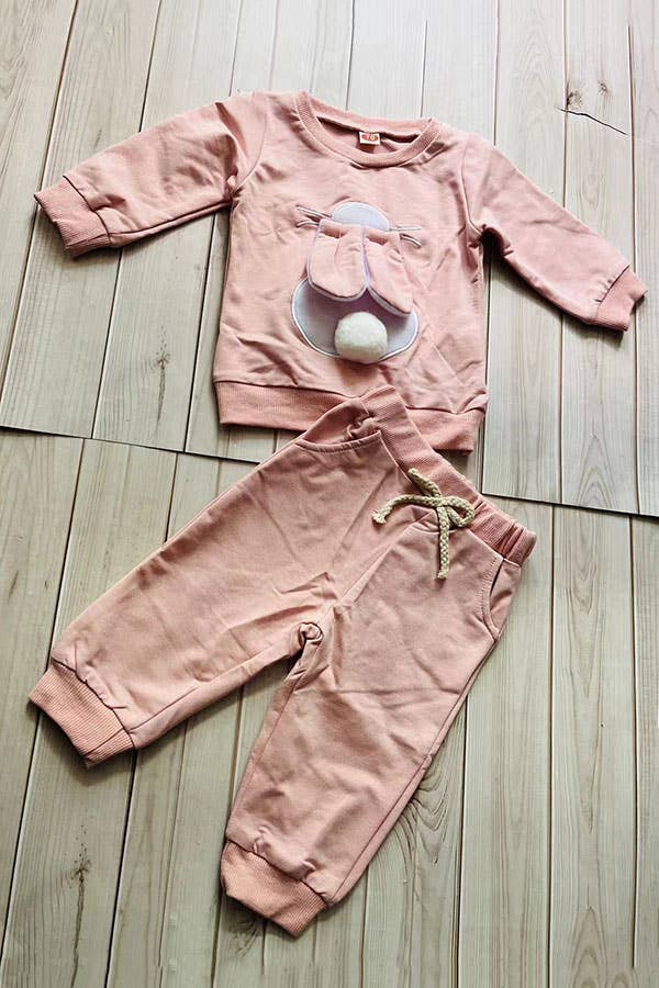 luluclothes - Pink easter bunny long sleeve top & pant girls set 25126M