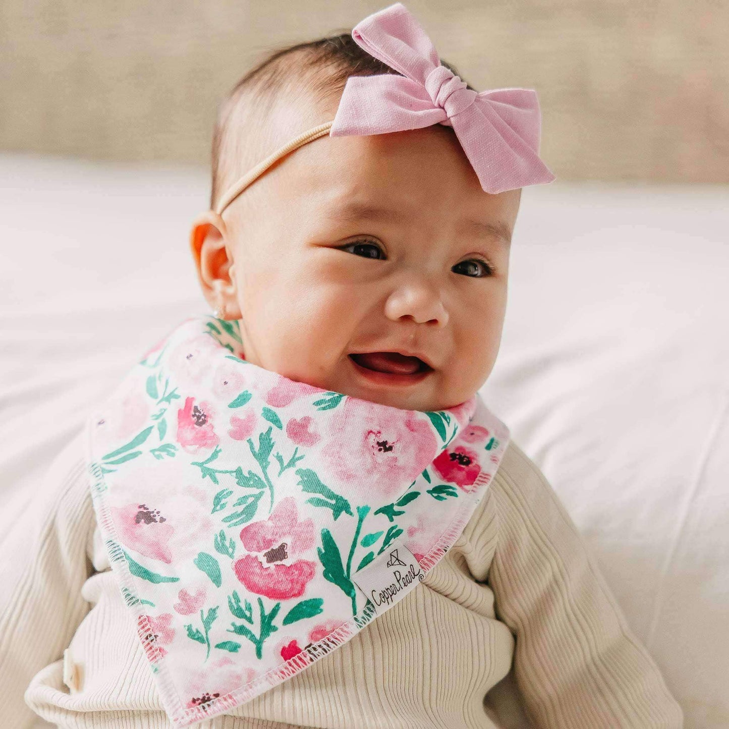 Copper Pearl - 4 Pack Baby Bandana Bibs - Bloom